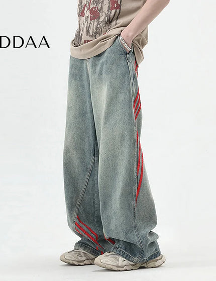 Blue Distressed Loose Fit Wide Leg Jeans for Boys - M / Blue - Men’s Jeans