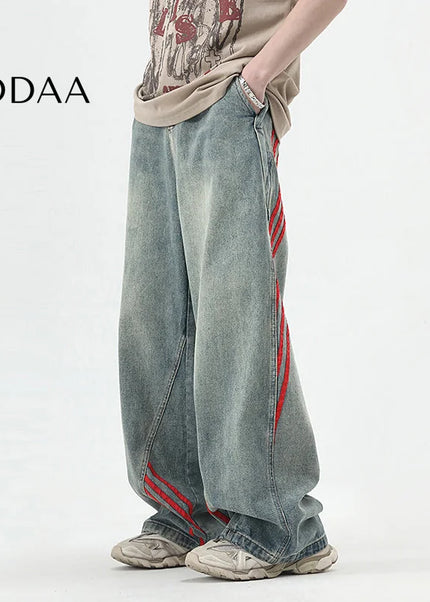 Blue Distressed Loose Fit Wide Leg Jeans for Boys - M / Blue - Men’s Jeans