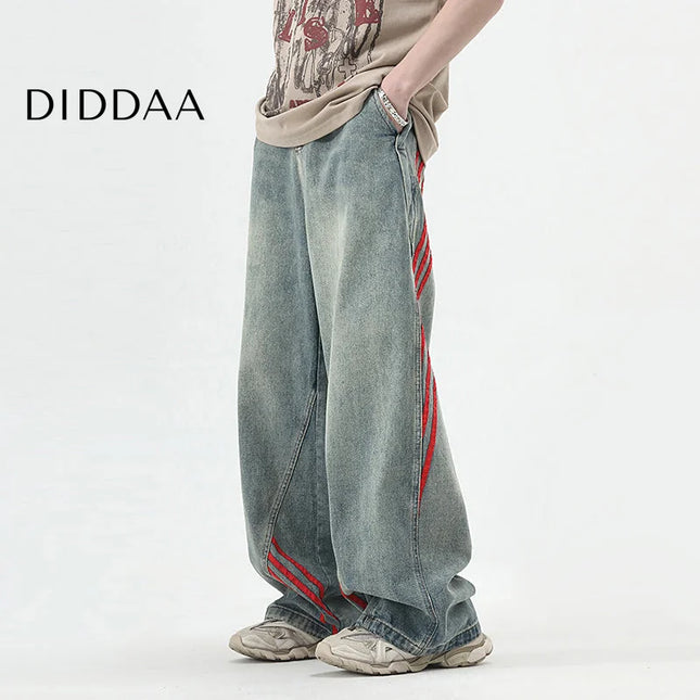 Blue Distressed Loose Fit Wide Leg Jeans for Boys - M / Blue - Men’s Jeans