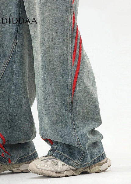 Blue Distressed Loose Fit Wide Leg Jeans for Boys - Men’s Jeans