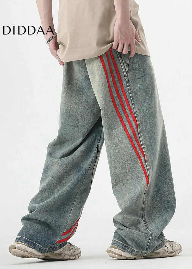 Blue Distressed Loose Fit Wide Leg Jeans for Boys - Men’s Jeans