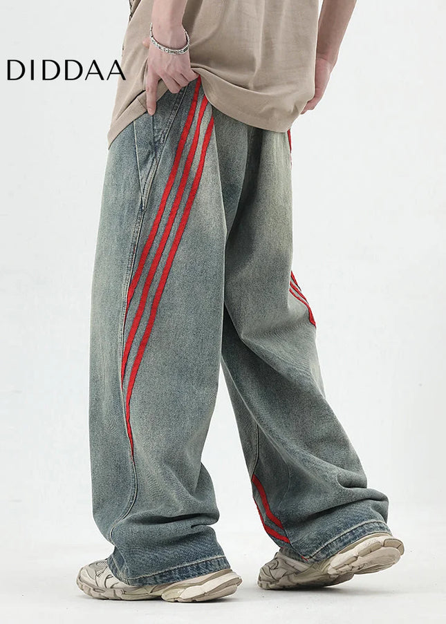 Blue Distressed Loose Fit Wide Leg Jeans for Boys - Men’s Jeans