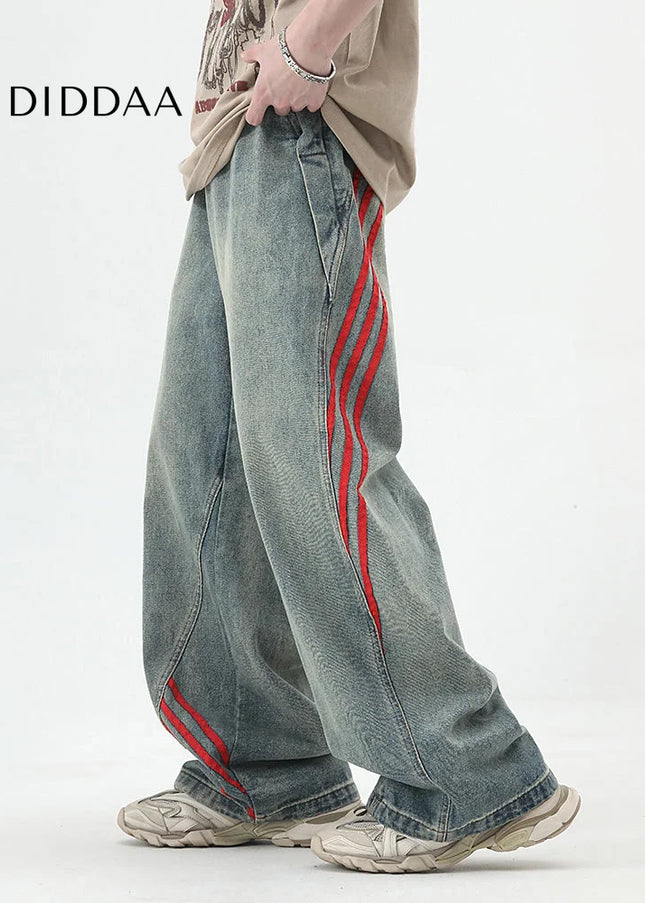 Blue Distressed Loose Fit Wide Leg Jeans for Boys - Men’s Jeans