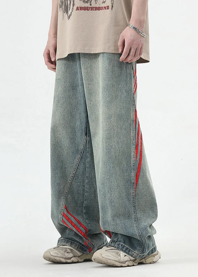 Blue Distressed Loose Fit Wide Leg Jeans for Boys - Men’s Jeans