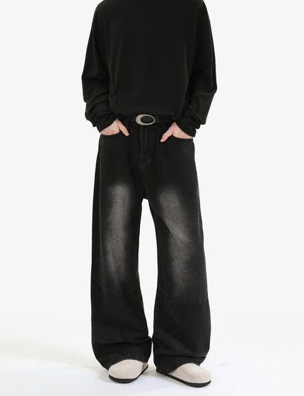 Blue Distressed Loose Fit Wide Leg Jeans - Men’s Jeans