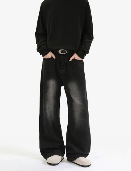 Blue Distressed Loose Fit Wide Leg Jeans - Men’s Jeans