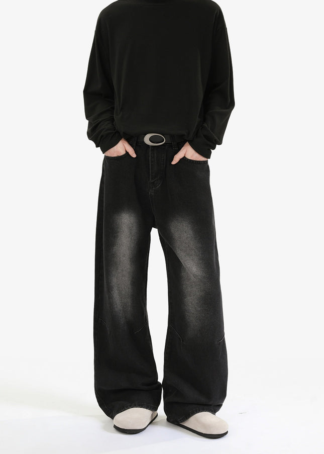 Blue Distressed Loose Fit Wide Leg Jeans - Men’s Jeans