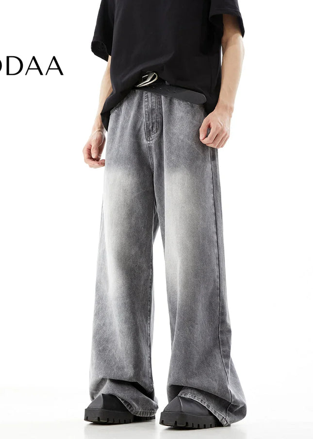 Blue Distressed Loose Fit Wide-Leg Jeans Trousers - Men’s Jeans