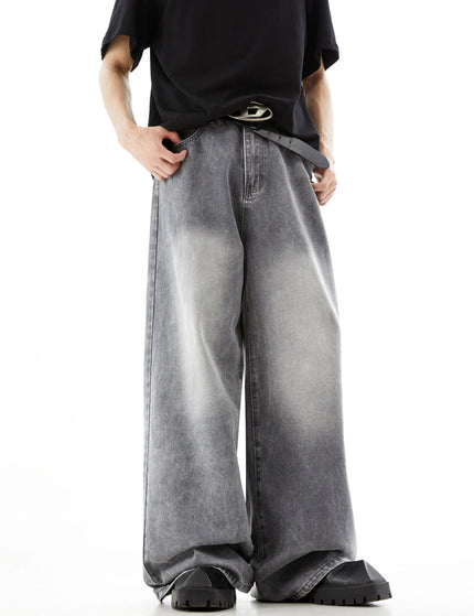 Blue Distressed Loose Fit Wide-Leg Jeans Trousers - Men’s Jeans
