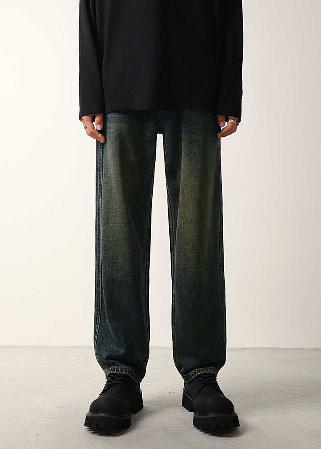 Blue Distressed Loose Straight Jeans for Men - 28 / Dark Blue - Men’s Jeans