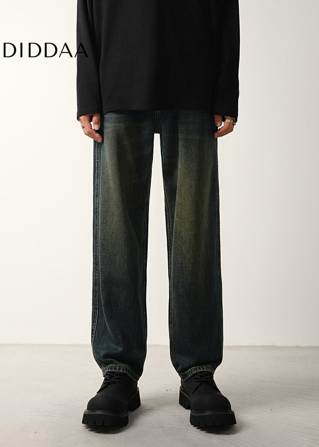 Blue Distressed Loose Straight Jeans for Men - Men’s Jeans