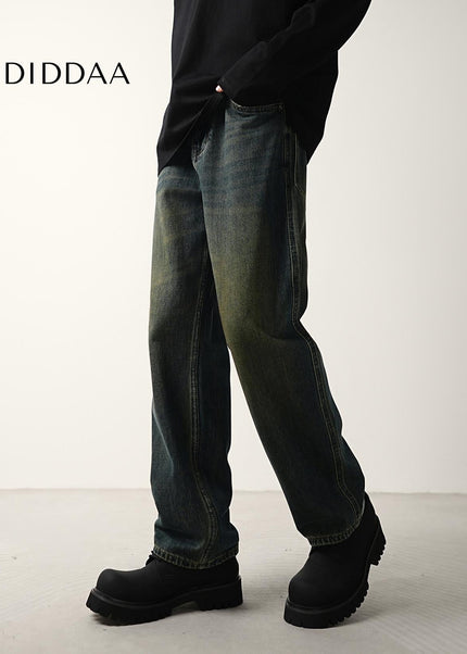 Blue Distressed Loose Straight Jeans for Men - Men’s Jeans