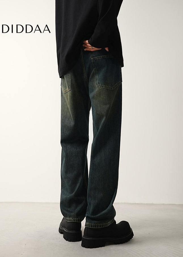 Blue Distressed Loose Straight Jeans for Men - Men’s Jeans