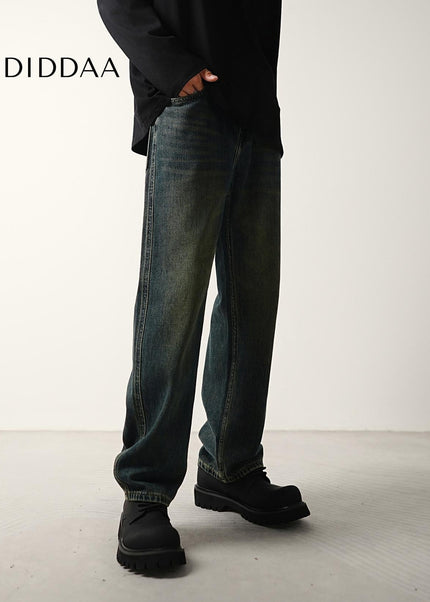 Blue Distressed Loose Straight Jeans for Men - Men’s Jeans