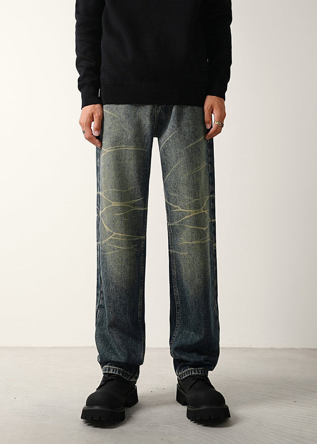 Blue Distressed Loose Straight-Leg Jeans - 28 / Vintage Blue - Men’s Jeans