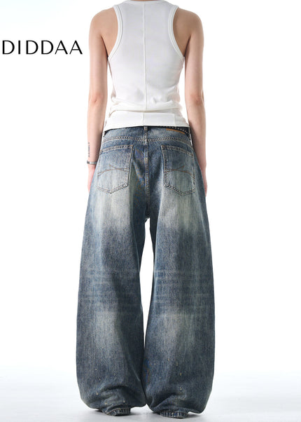 Blue Distressed Loose Straight Leg Jeans for Men and Women - Men’s Jeans