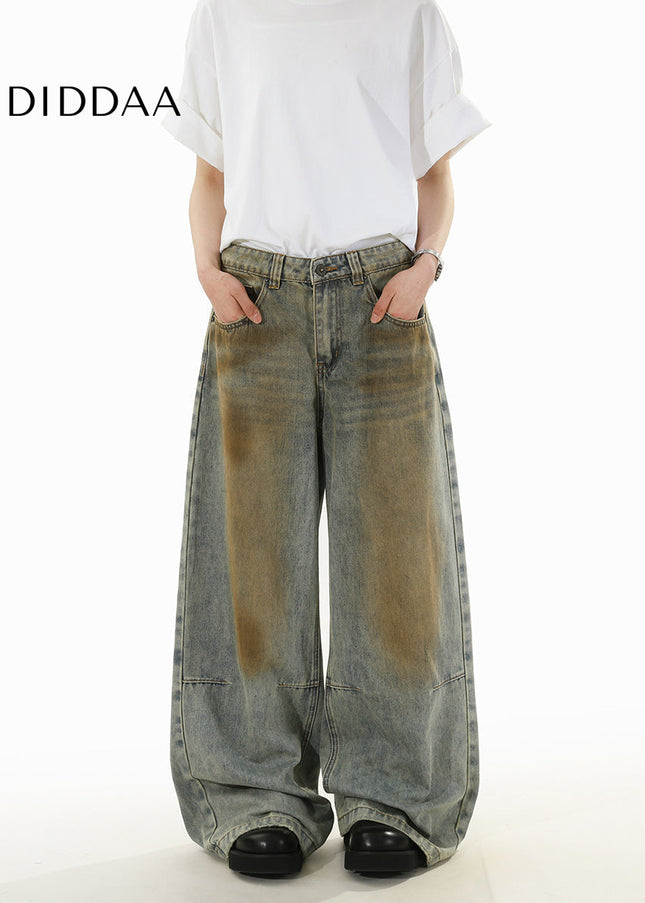 Blue Distressed Loose Straight-Leg Jeans - Men’s Jeans