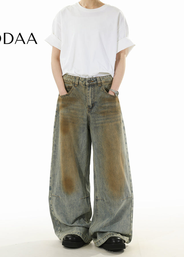 Blue Distressed Loose Straight-Leg Jeans - S / Vintage Blue - Men’s Jeans