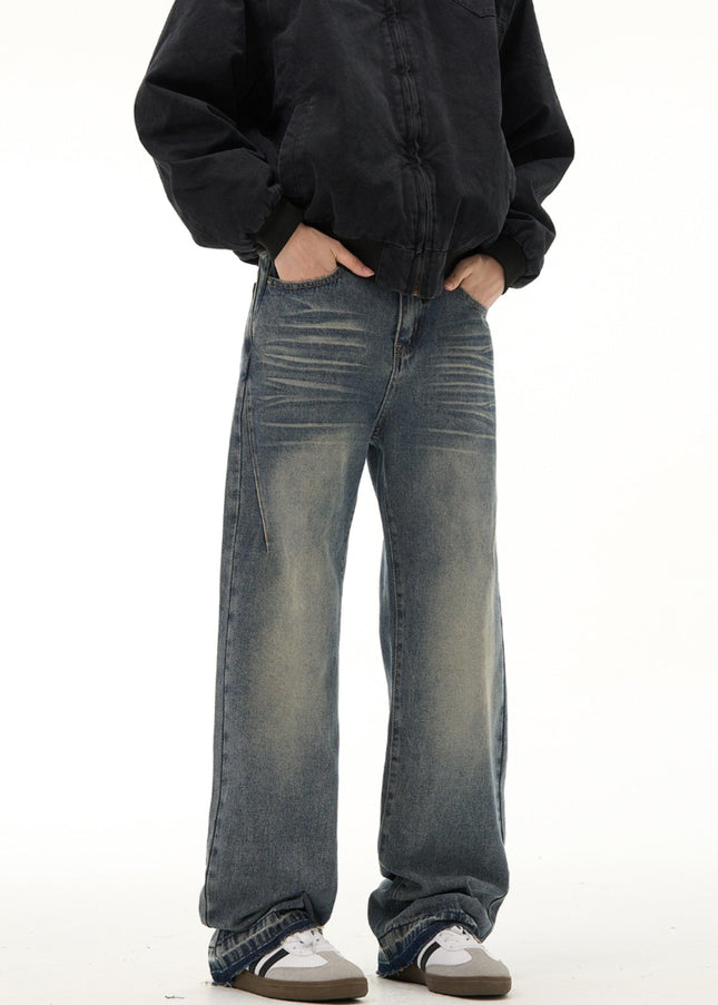 Blue Distressed Loose Vintage Casual Jeans - Men’s Jeans