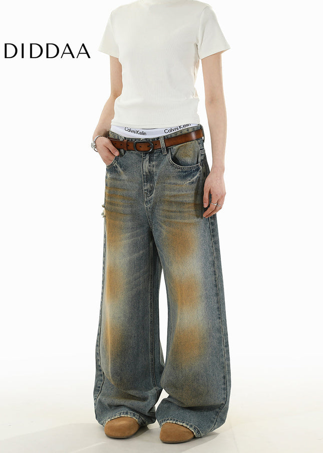 Blue Distressed Loose Wide-Leg Jeans for Men and Women - Men’s Jeans