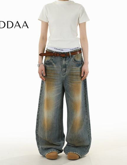 Blue Distressed Loose Wide-Leg Jeans for Men and Women - S / Vintage Blue - Men’s Jeans