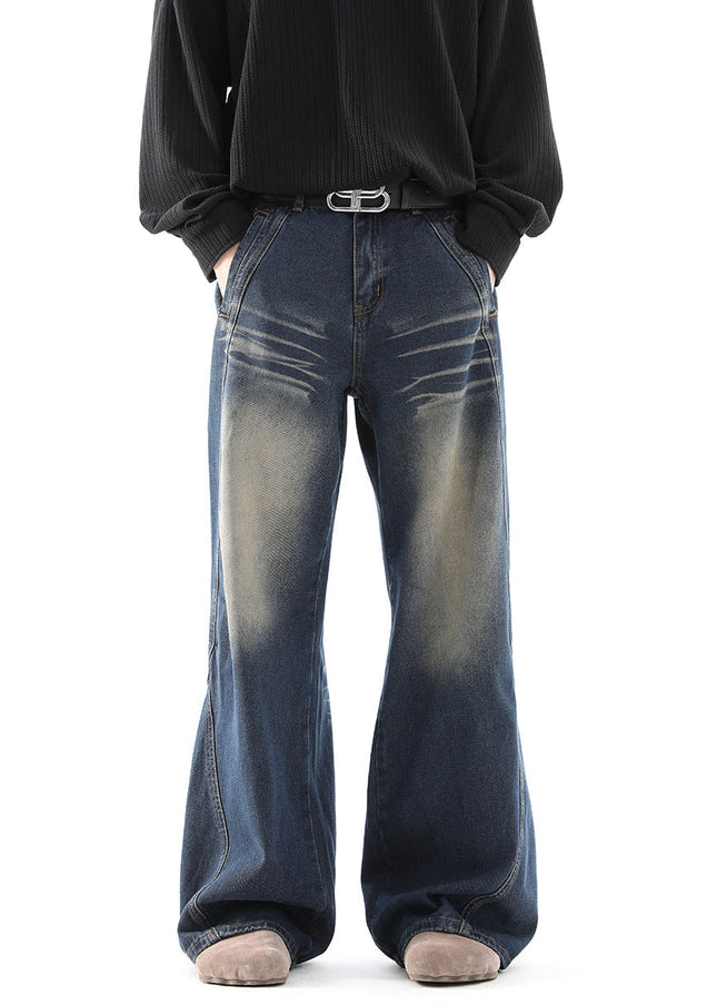 Blue Distressed Loose Wide Leg Jeans for Men - M / Blue - Men’s Jeans