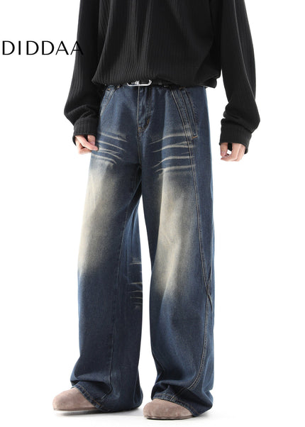 Blue Distressed Loose Wide Leg Jeans for Men - Men’s Jeans