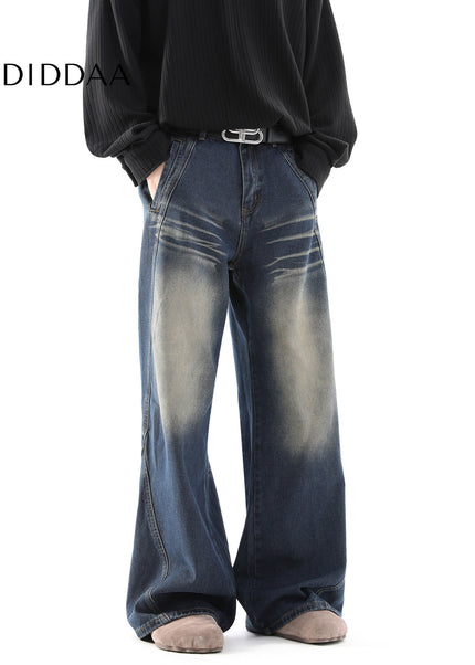 Blue Distressed Loose Wide Leg Jeans for Men - Men’s Jeans