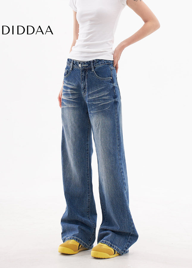 Blue Distressed Loose Wide Leg Pants Women’s High Waisted Hottie Jeans - Women’s Jeans