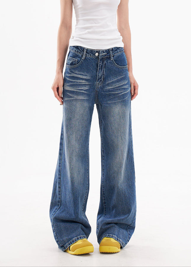 Blue Distressed Loose Wide Leg Pants Women’s High Waisted Hottie Jeans - Women’s Jeans