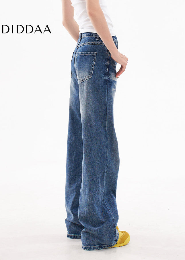 Blue Distressed Loose Wide Leg Pants Women’s High Waisted Hottie Jeans - Women’s Jeans