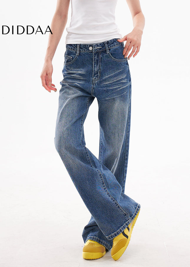 Blue Distressed Loose Wide Leg Pants Women’s High Waisted Hottie Jeans - Women’s Jeans