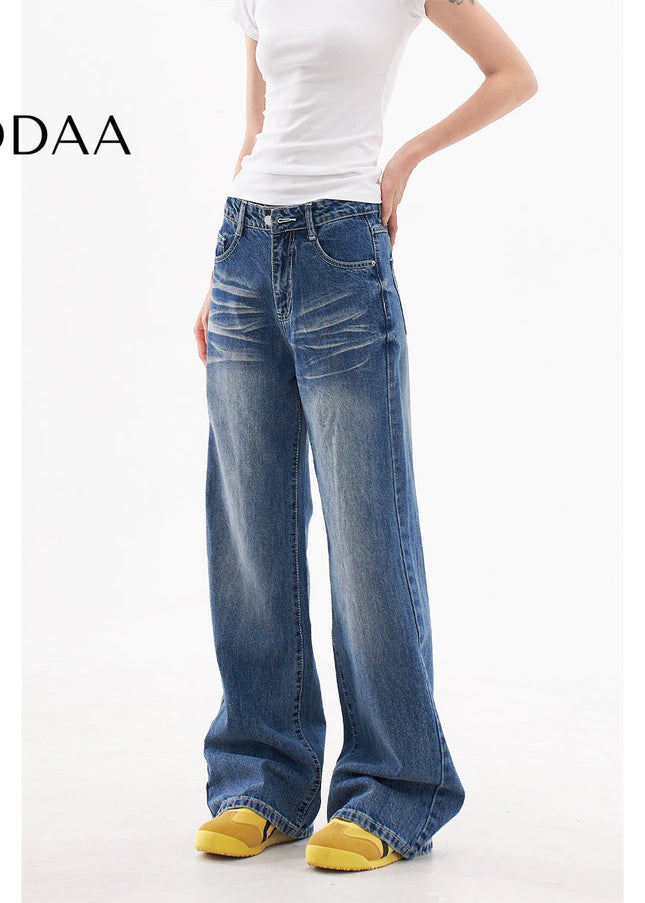 Blue Distressed Loose Wide Leg Pants Women’s High Waisted Hottie Jeans - Women’s Jeans