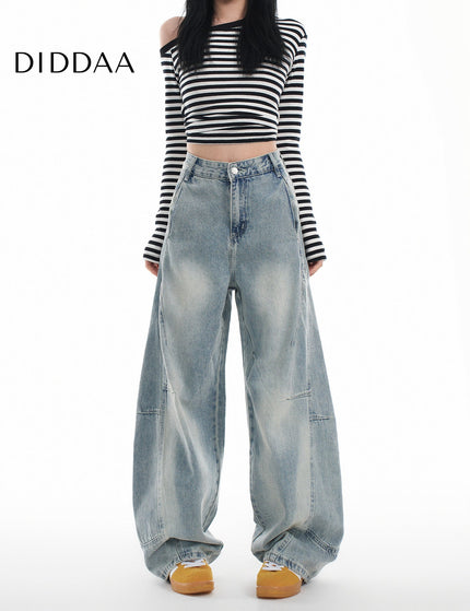 Blue Distressed Loose Wide Leg Scimitar Jeans - XS / Light Blue - Women’s Jeans