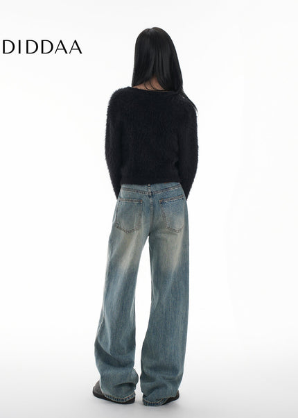Blue Distressed Low Rise Wide Leg Jeans Women’s 2025 - Women’s Jeans