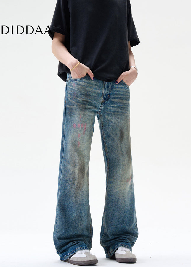 Blue Distressed Retro Bootcut Jeans for Men and Women - Men’s Jeans