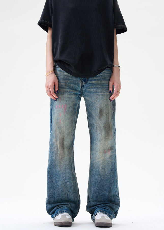 Blue Distressed Retro Bootcut Jeans for Men and Women - Men’s Jeans