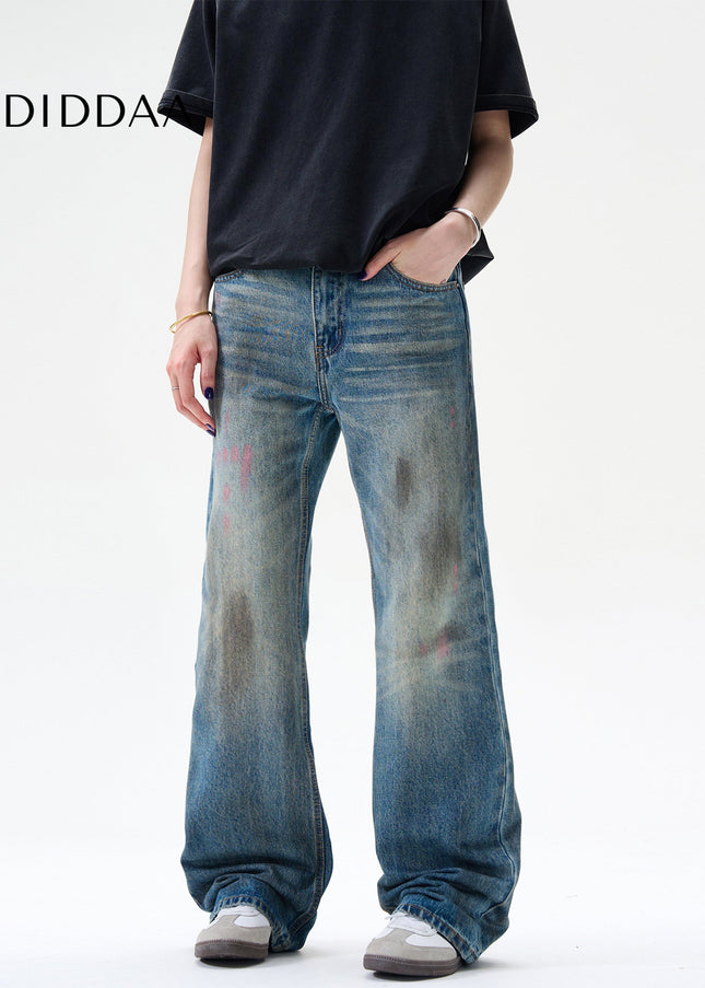 Blue Distressed Retro Bootcut Jeans for Men and Women - Men’s Jeans