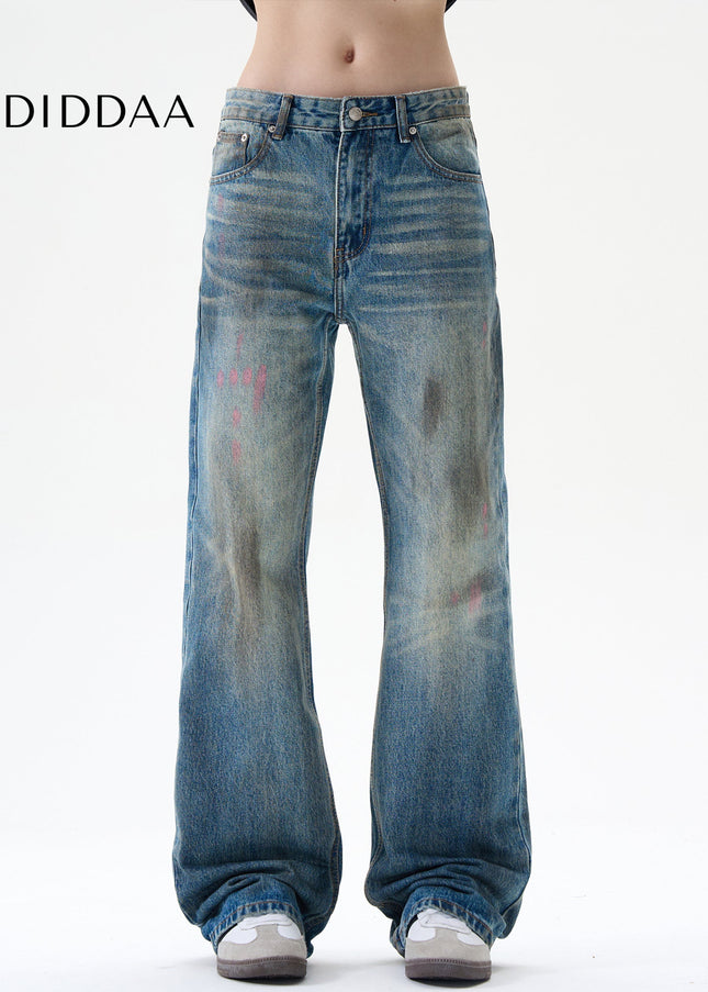 Blue Distressed Retro Bootcut Jeans for Men and Women - Men’s Jeans