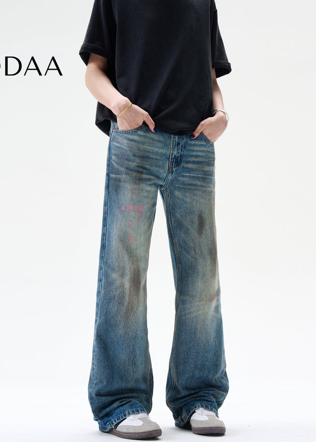 Blue Distressed Retro Bootcut Jeans for Men and Women - S / Mid Blue - Men’s Jeans