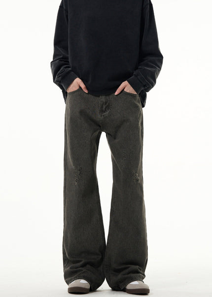 Blue Distressed Retro Bootcut Jeans Men’s High Street Vibe - Men’s Jeans