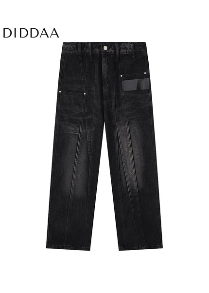 Blue Distressed Retro Straight Leg Jeans - Men’s Jeans