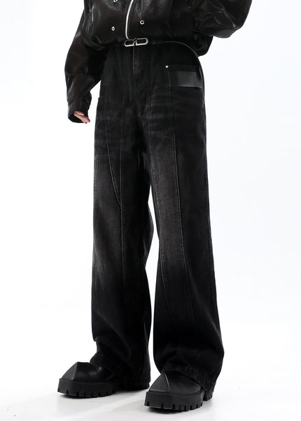 Blue Distressed Retro Straight Leg Jeans - Men’s Jeans