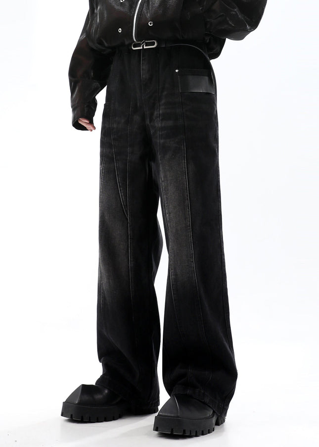 Blue Distressed Retro Straight Leg Jeans - Men’s Jeans