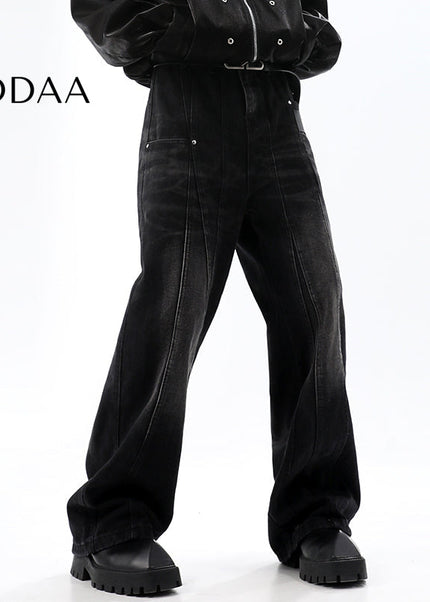 Blue Distressed Retro Straight Leg Jeans - S / Black - Men’s Jeans