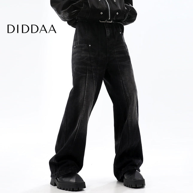 Blue Distressed Retro Straight Leg Jeans - S / Black - Men’s Jeans