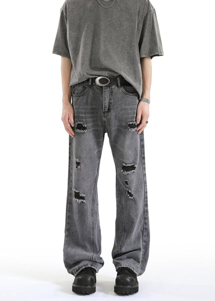 Blue Distressed Ripped Bootcut Jeans for Men - Men’s Jeans