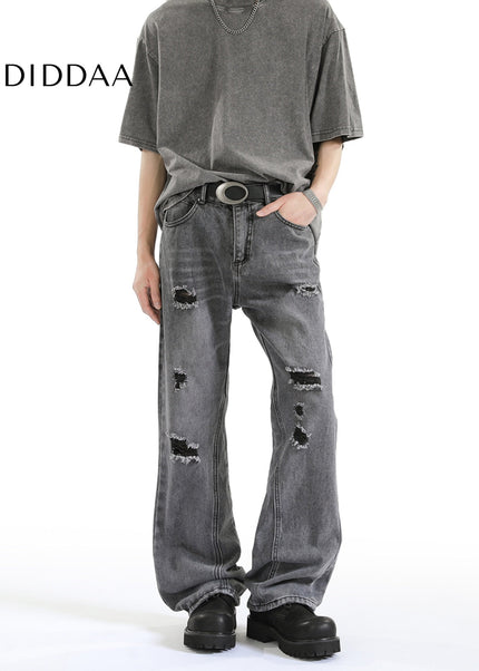 Blue Distressed Ripped Bootcut Jeans for Men - Men’s Jeans