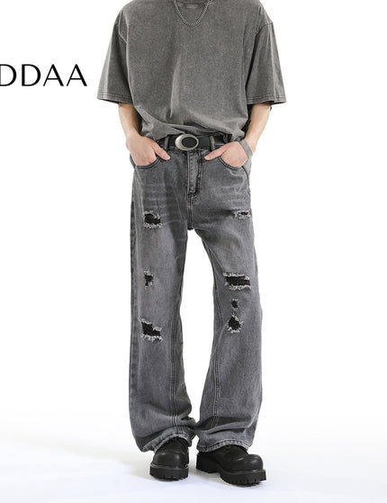 Blue Distressed Ripped Bootcut Jeans for Men - S / Grey - Men’s Jeans