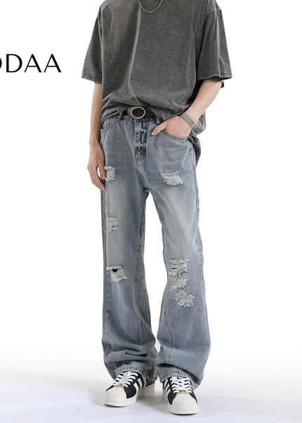 Blue Distressed Ripped Bootcut Jeans for Men - S / Light Blue - Men’s Jeans